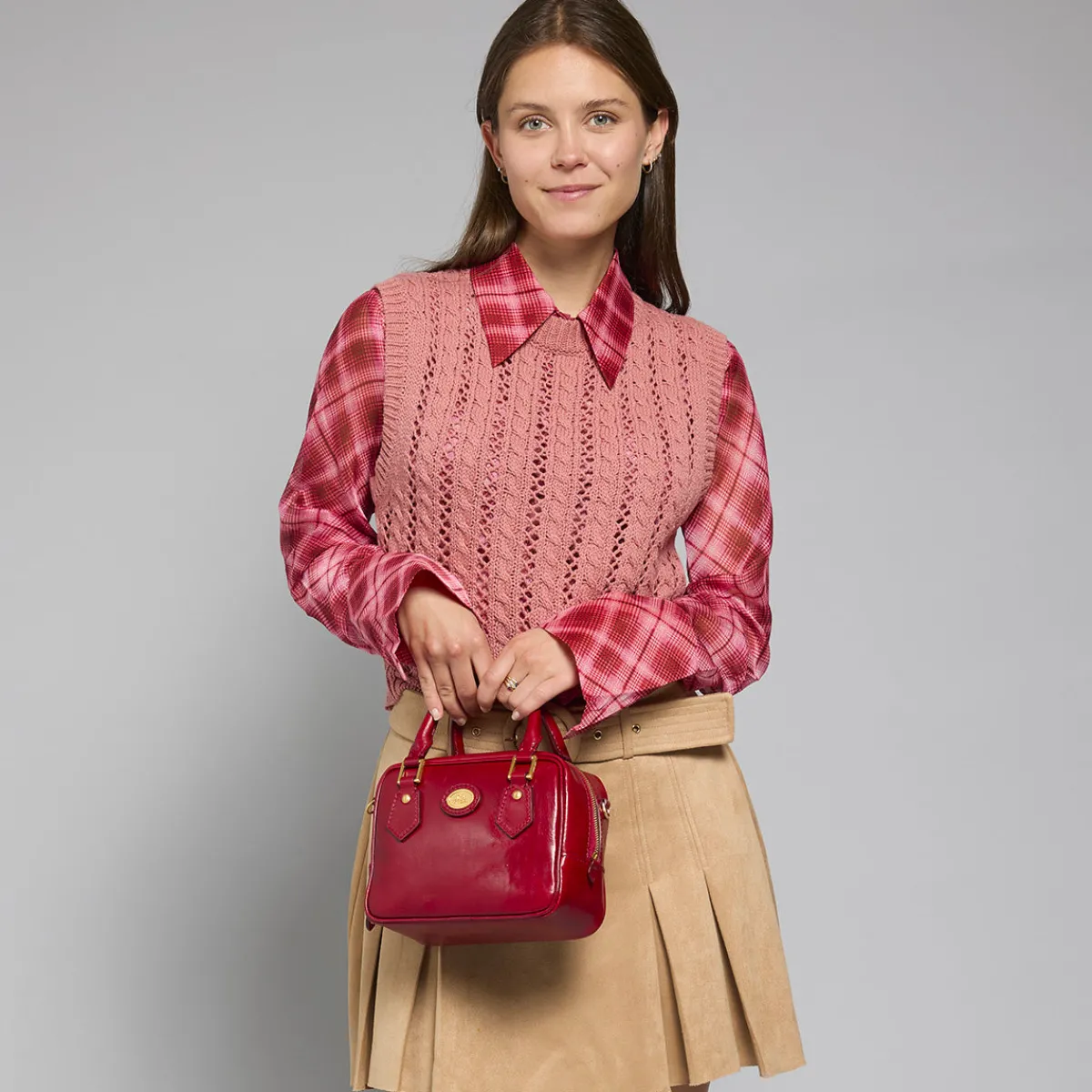 Bauletto in pelle con tracolla removibile-The Bridge Sale