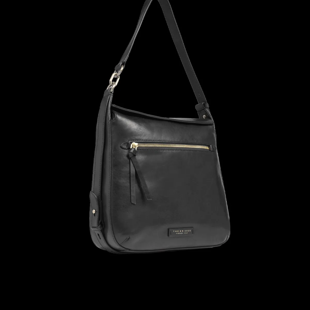 Borsa a spalla in pelle con zip frontale-The Bridge Online