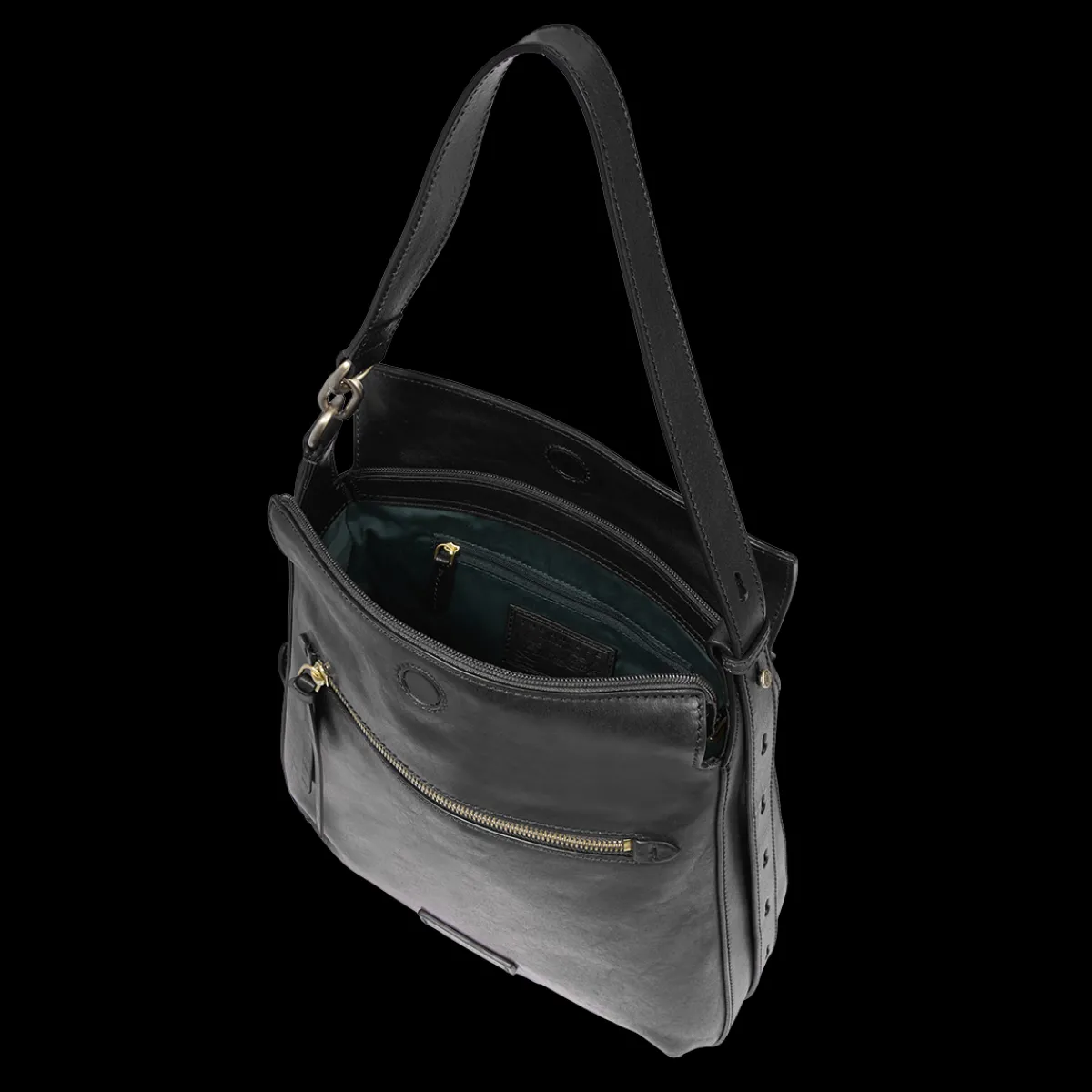 Borsa a spalla in pelle con zip frontale-The Bridge Online