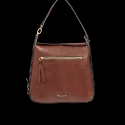 Borsa a spalla in pelle con zip frontale-The Bridge Outlet