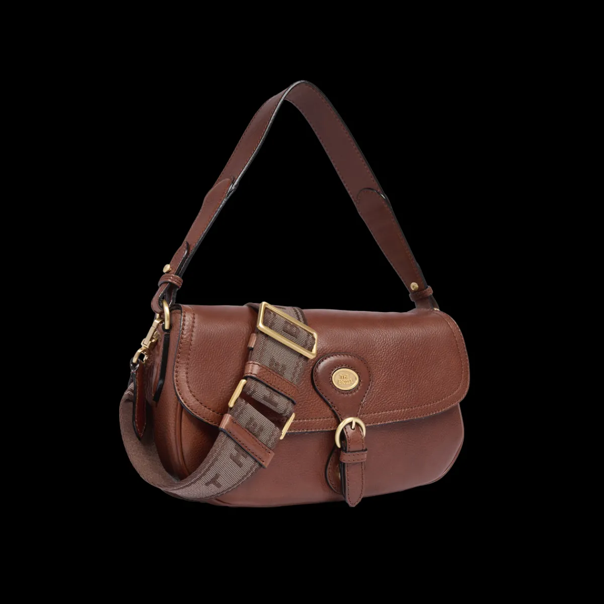 Borsa a spalla in pelle grande con patta frontale-The Bridge Online