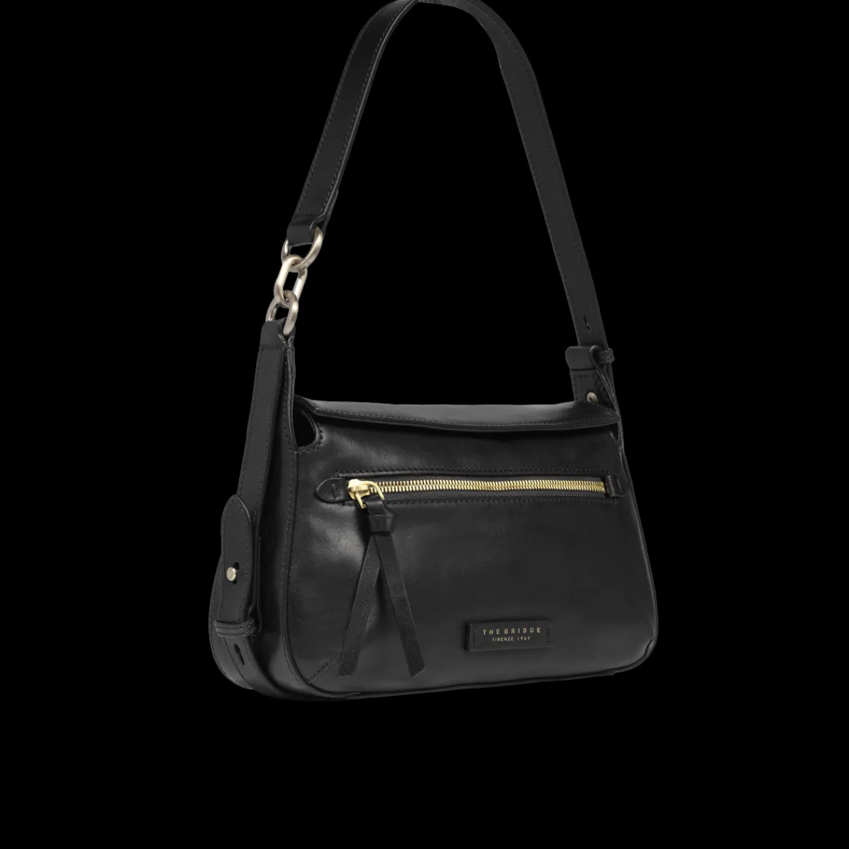 Borsa a tracolla in pelle con chiusura e zip frontale-The Bridge Discount