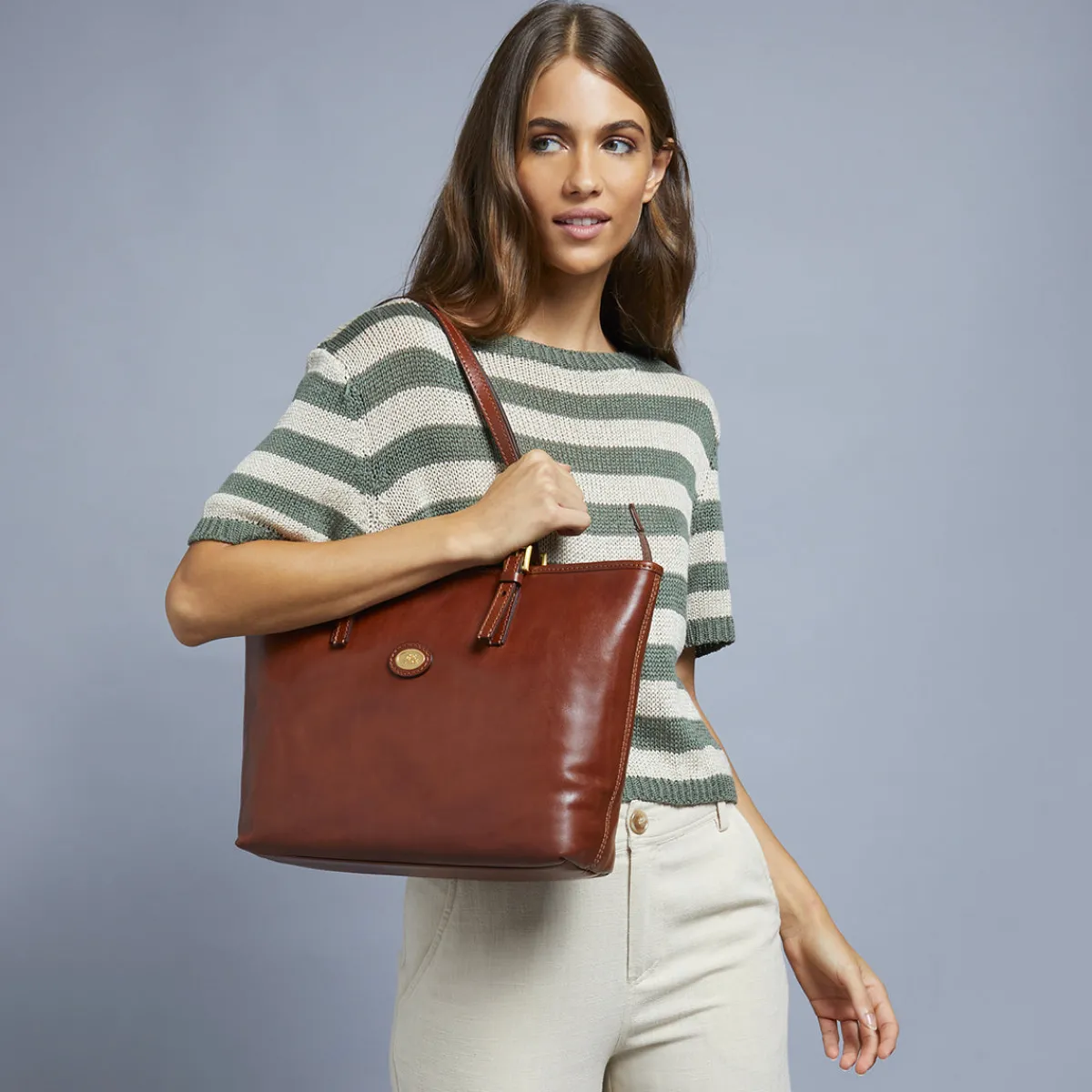 Borsa shopper pelle donna con zip-The Bridge Online