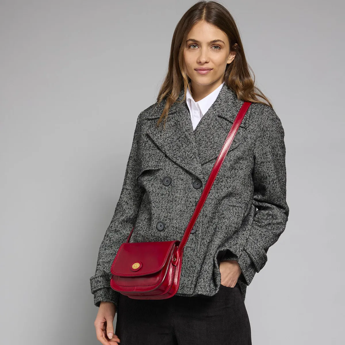 Borsa tracolla in pelle a scomparti small size-The Bridge Online
