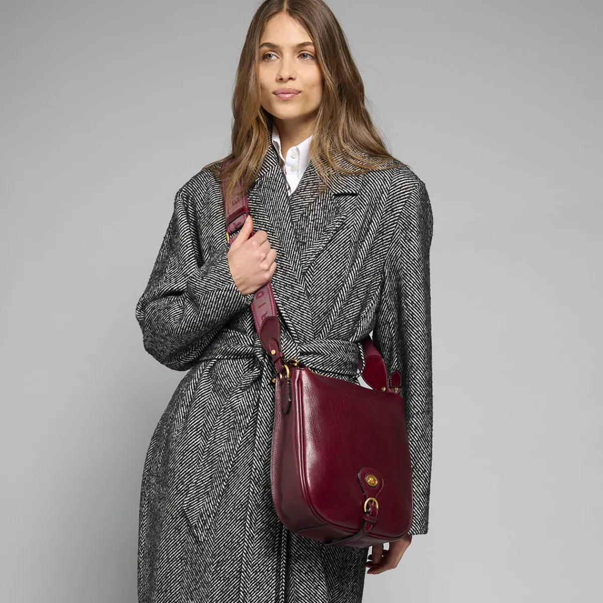 Borsa tracolla in pelle donna con chiusura zip-The Bridge Sale