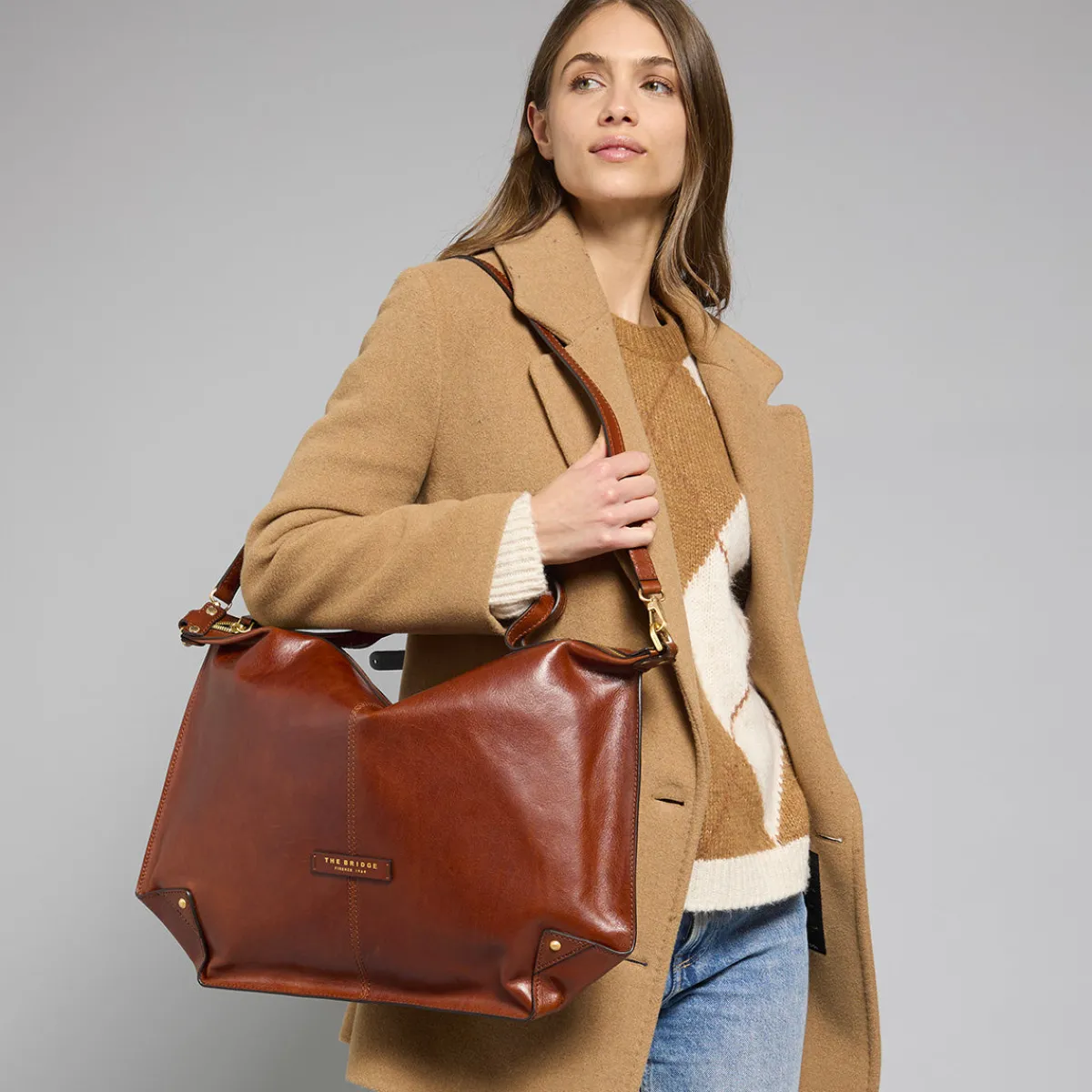 Borsa tracolla pelle chiusa con zip taglia l-The Bridge Best