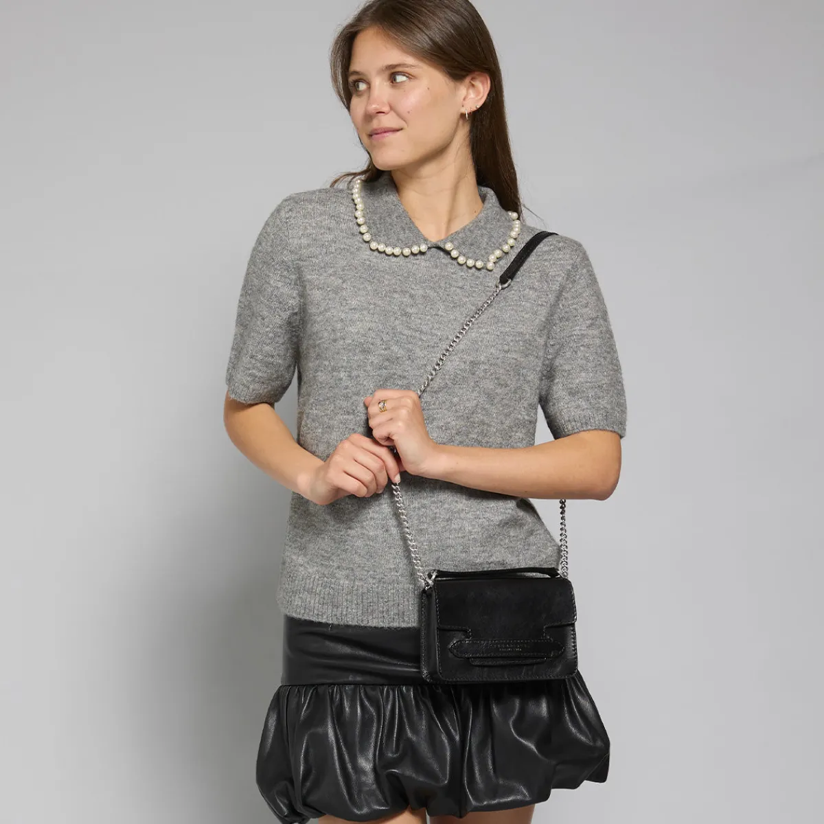 Borsa tracolla pelle con catena-The Bridge Best