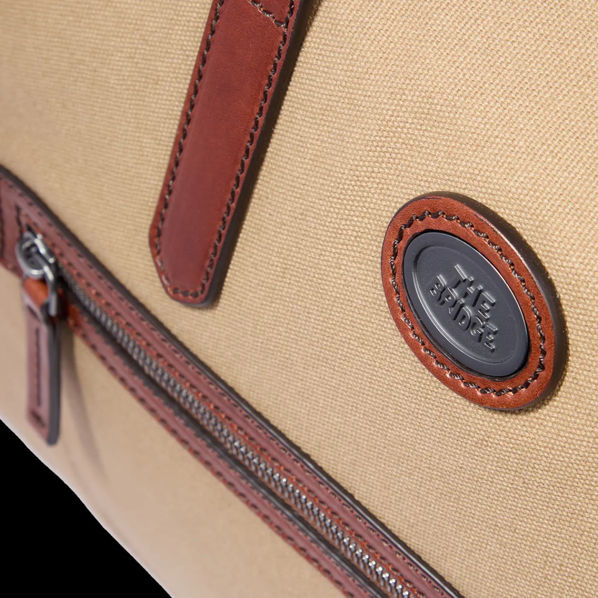 Borsone in pelle e tessuto medium size-The Bridge Outlet