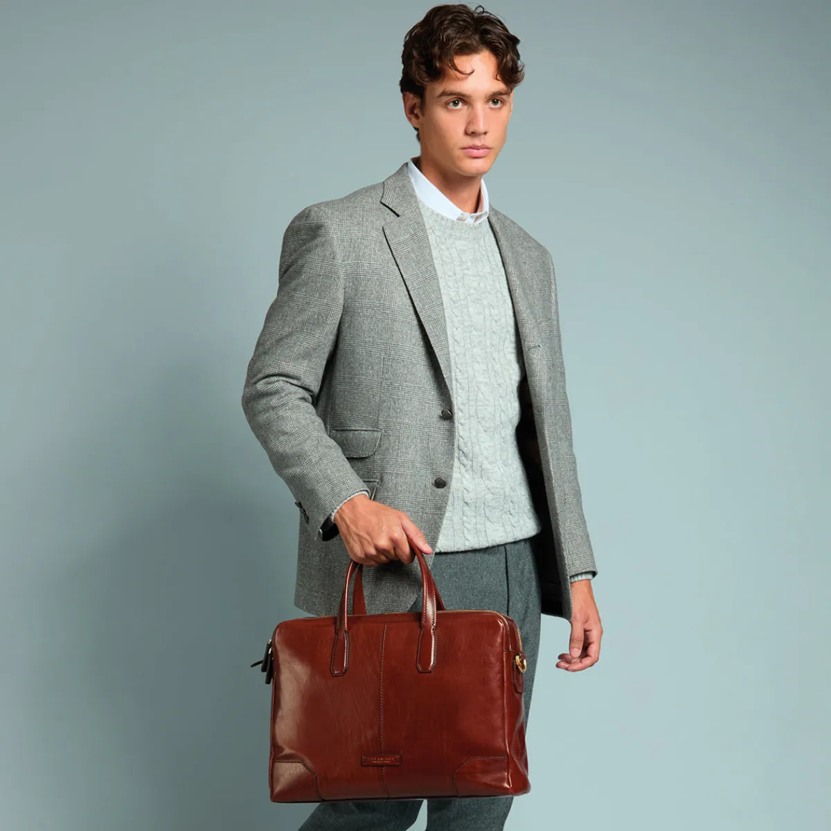 Cartella di pelle uomo con tracolla-The Bridge Outlet