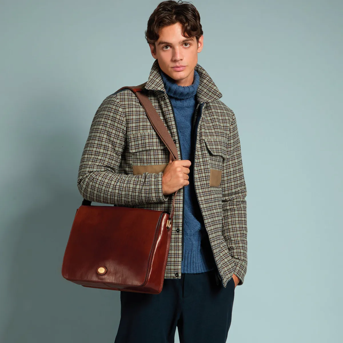 Cartella in pelle uomo con tracolla-The Bridge