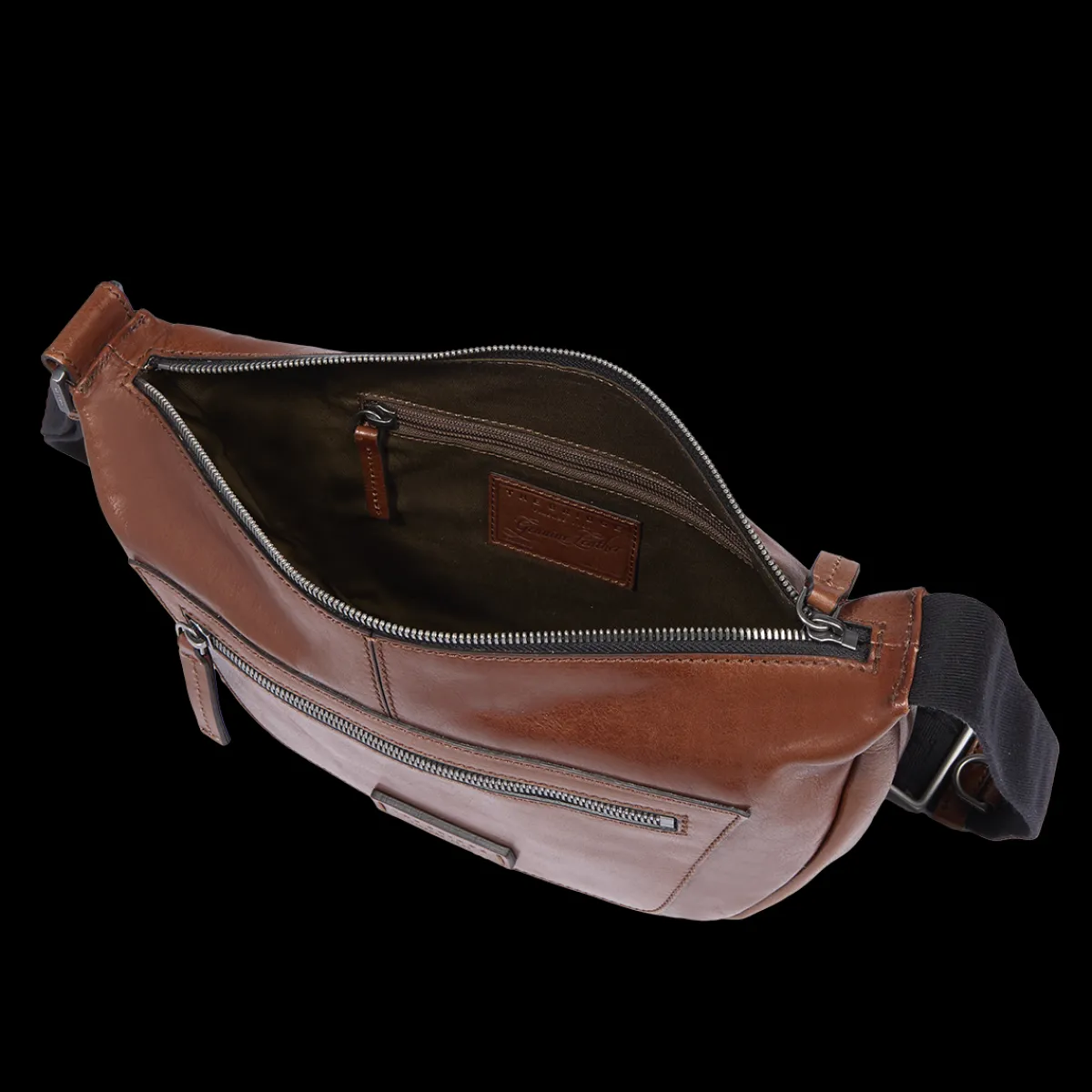 Marsupio uomo in pelle con zip frontale-The Bridge New