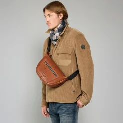 Marsupio uomo in pelle con zip frontale-The Bridge New