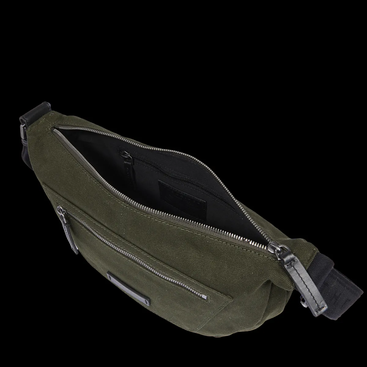 Marsupio uomo in pelle e tessuto con zip frontale-The Bridge Hot