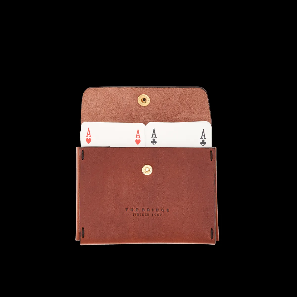 Porta carte da gioco doppioo con carte in pelle-The Bridge Best