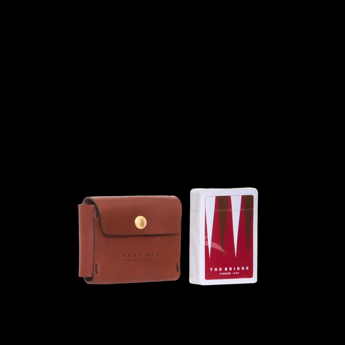 Porta carte da gioco singolo con carte in pelle-The Bridge Outlet