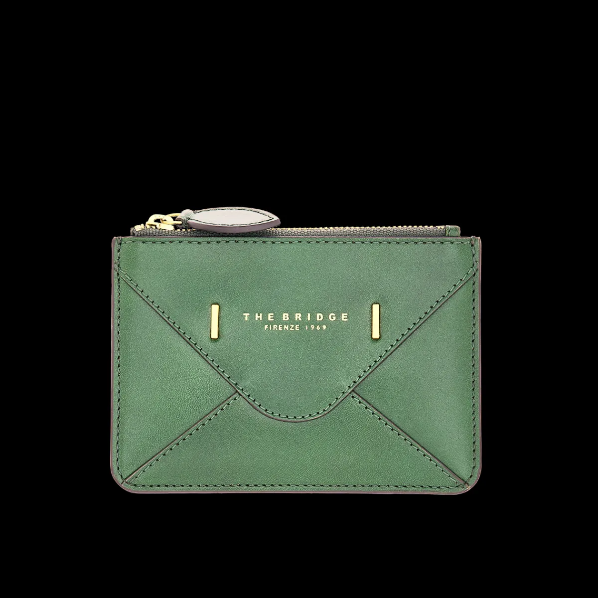 Portacarte in pelle compatto con zip-The Bridge Discount