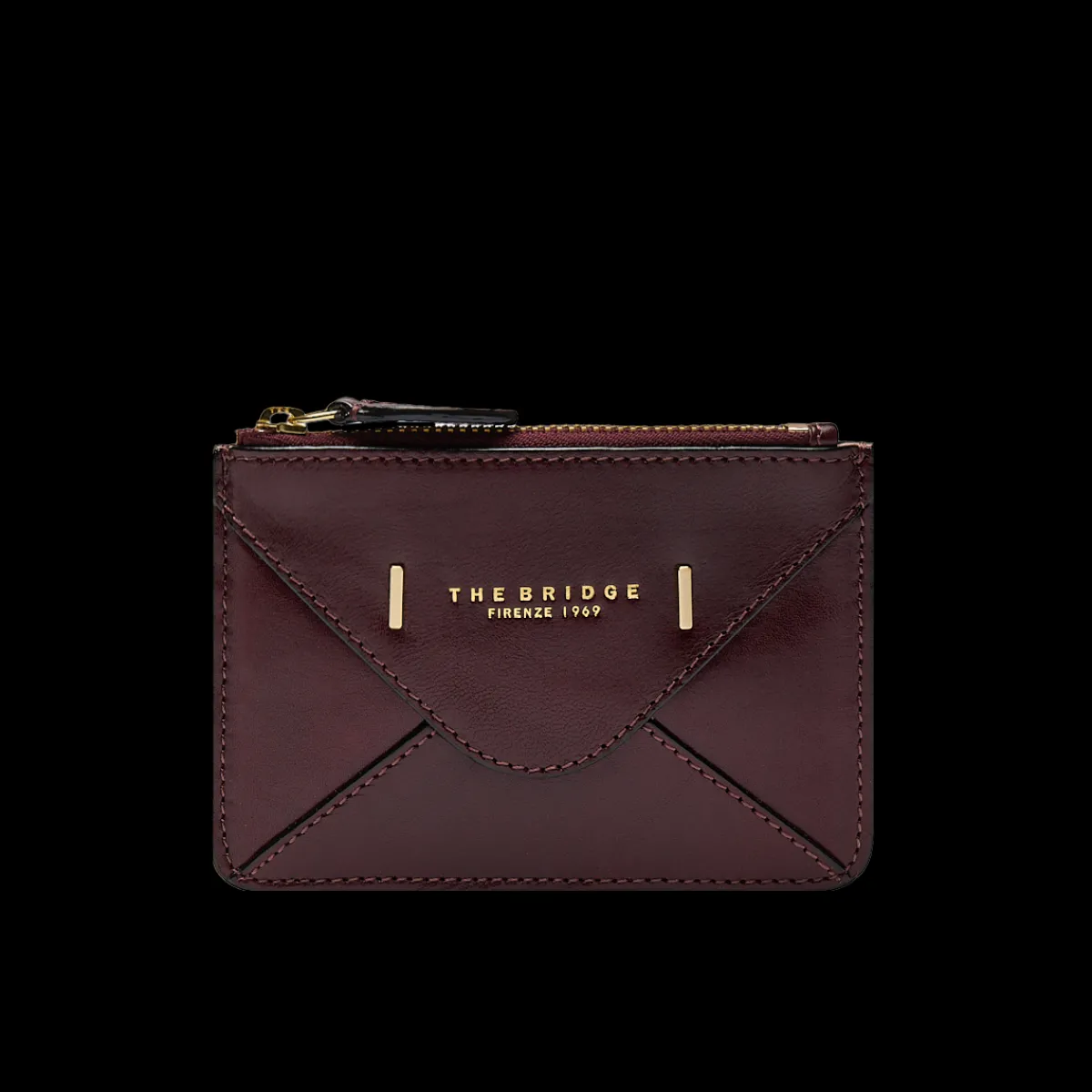 Portacarte in pelle compatto con zip-The Bridge Best