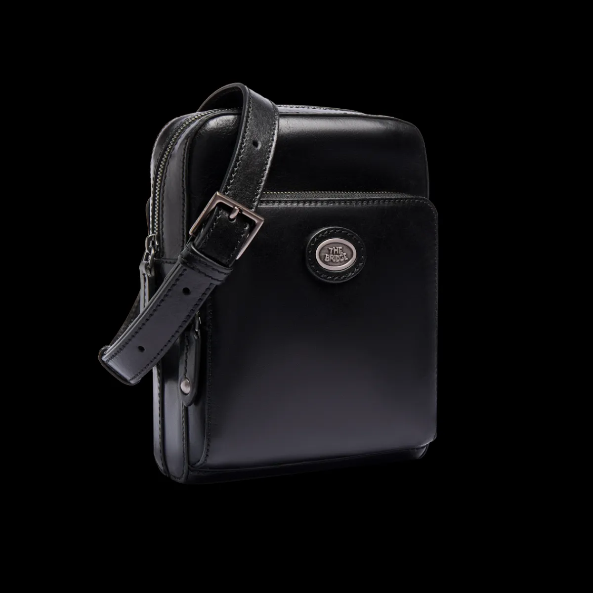 Tracolla in pelle uomo con zip frontale-The Bridge New