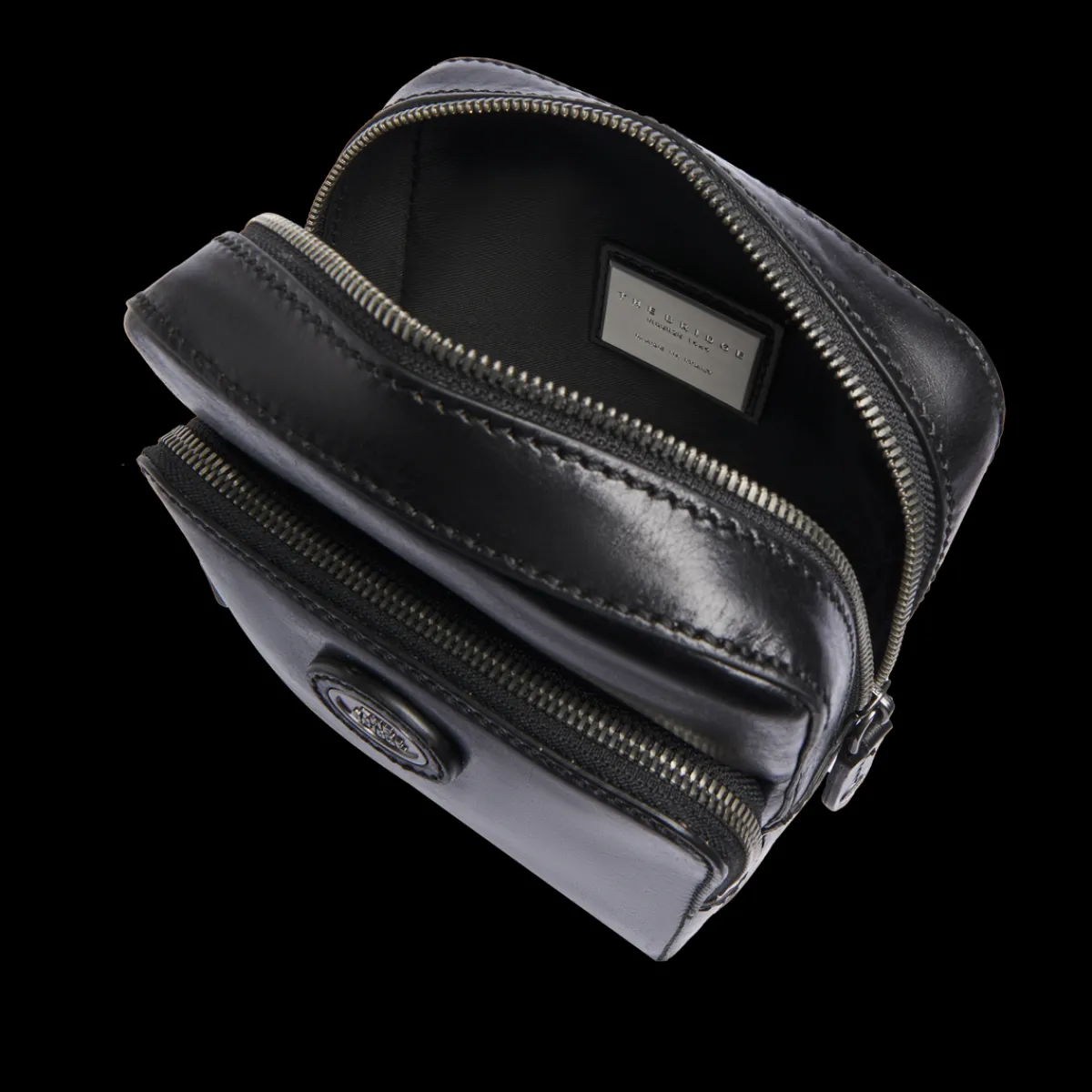 Tracolla in pelle uomo con zip frontale-The Bridge New
