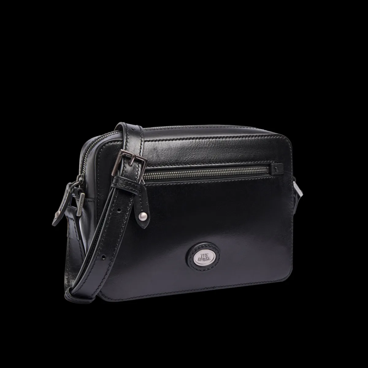 Tracolla in pelle uomo con zip frontale-The Bridge New