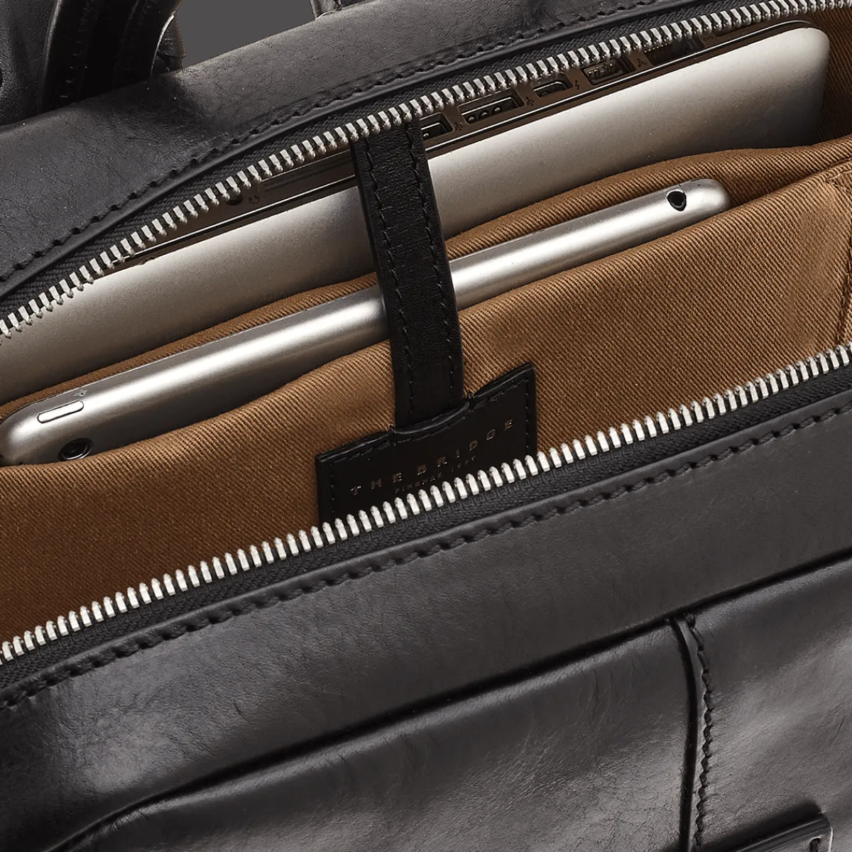 Zaino in pelle porta pc uomo due zip-The Bridge Best