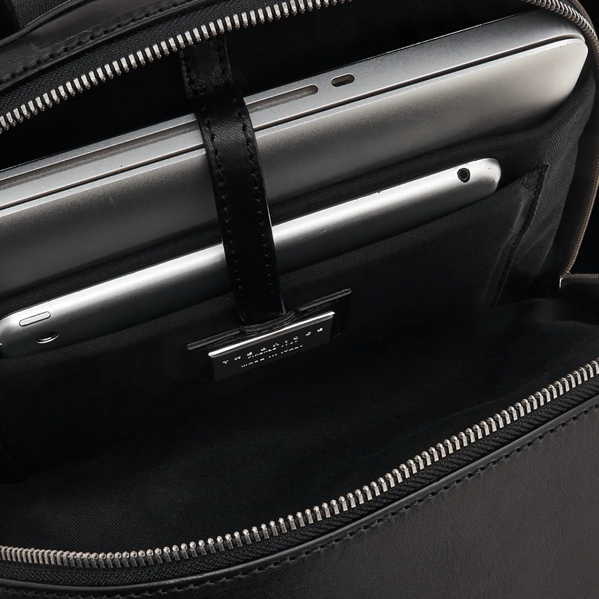 Zaino in pelle porta pc uomo due zip-The Bridge Clearance
