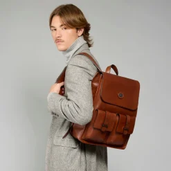 Zaino in pelle uomo con tasche frontali-The Bridge Best