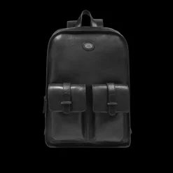 Zaino in pelle uomo una zip e tasche frontali-The Bridge Sale