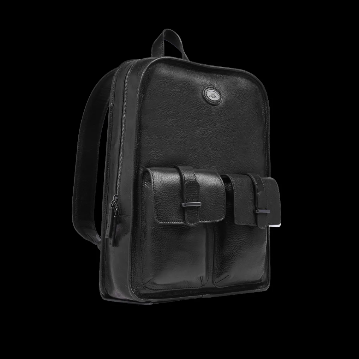 Zaino in pelle uomo una zip e tasche frontali-The Bridge Sale