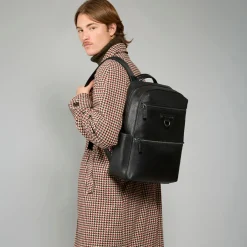Zaino uomo in pelle una zip e tasca frontale-The Bridge Discount